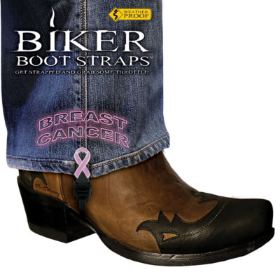 4'' Breast Cancer Biker Boot Straps