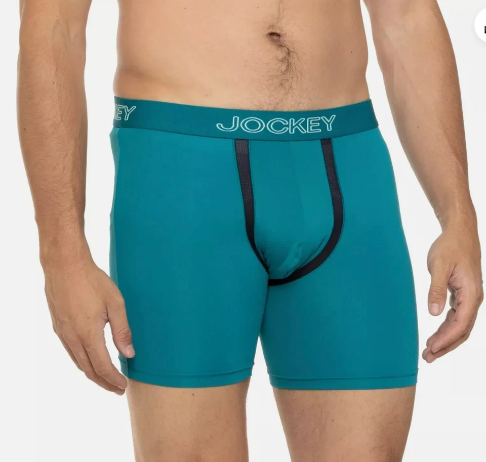 Paquete de 3 calzoncillos boxer elásticos sin rozaduras para hombre Jockey (verde marino) ropa interior Foto 3 de 4