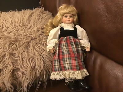 Schöne Vintage Alberon Sammlerstück Porzellan Puppe mit Ständer 12 Zoll.