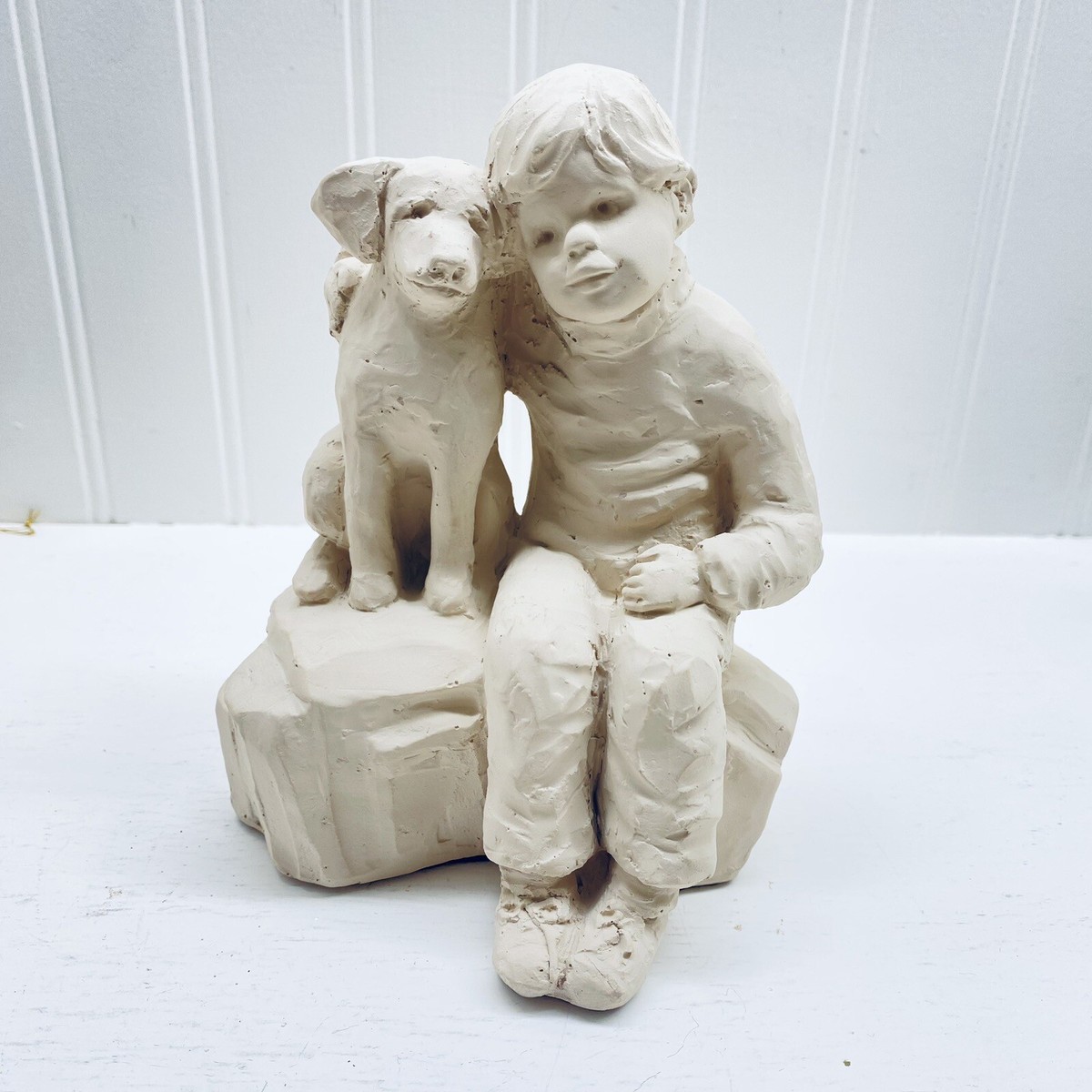 * vintage dog ornament ❀  blue eye ワンちゃん Vintage Windecor FT653 Italian Bouran Art Ceramic Puppy Dog