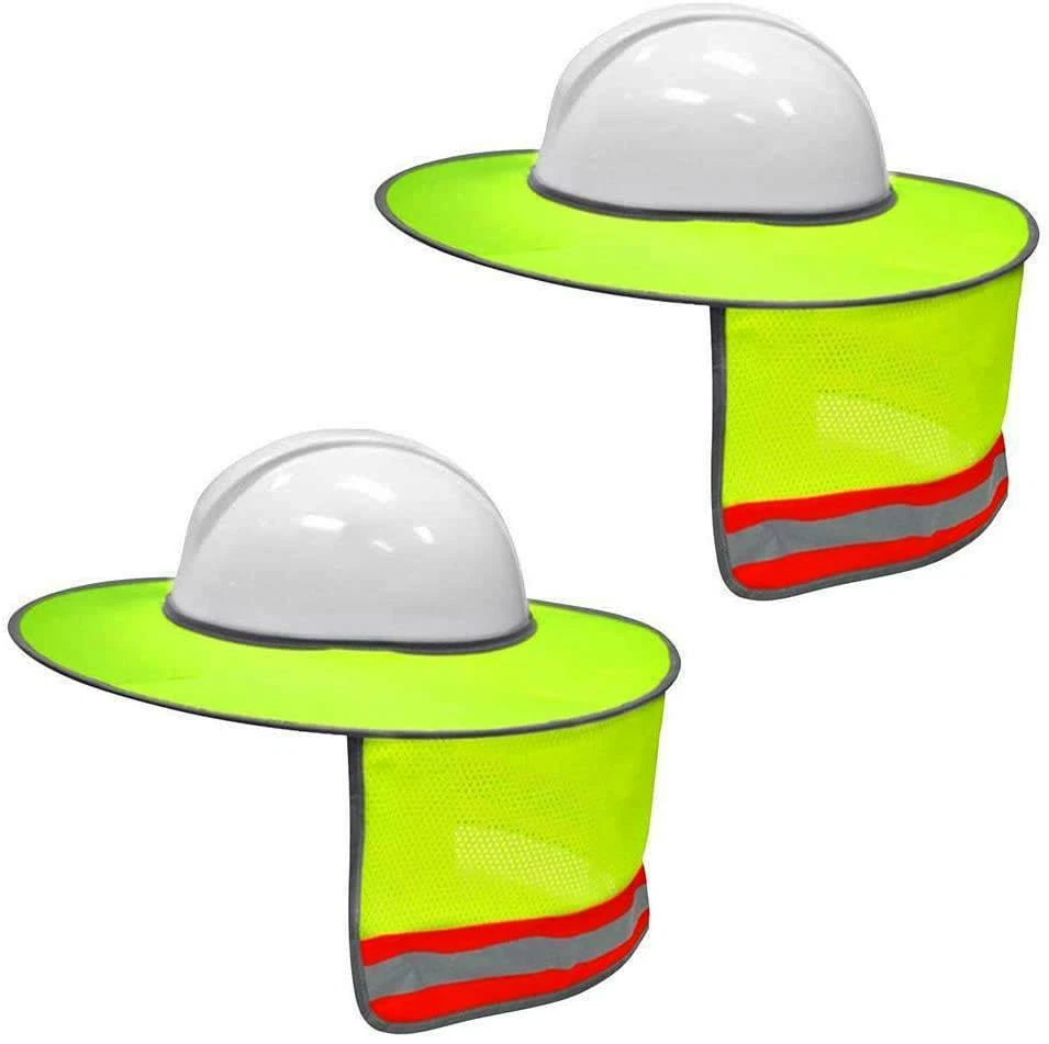 2 Pack Yellow Hard Hat Sun Shade Visor for full brim hard hat (neck shield)