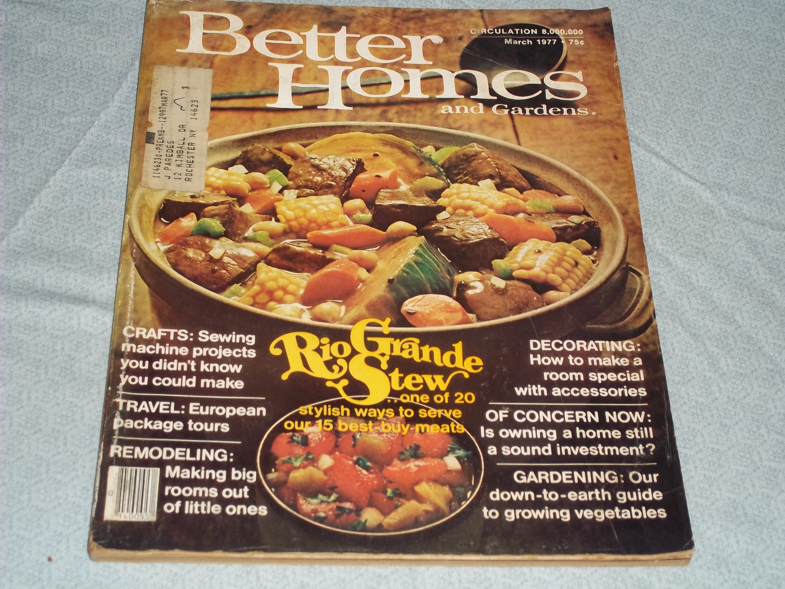 1977 MARCH BETTER HOMES & GARDENS MAGAZINE - RIO GRANDE STEW COVER - H 4096