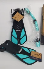 CAPAS Snorkel, and Swim Fins Adjustable Sz Sm/ Med US 4.5-8.5 Travel fins