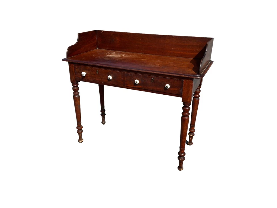 Antique hunt board sheraton foyer table two drawer stand gallery 1820 walnut - Image 3 of 4