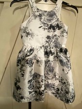David's Bridal white black Girl Dress formal wedding bridesmaid flower floral 12