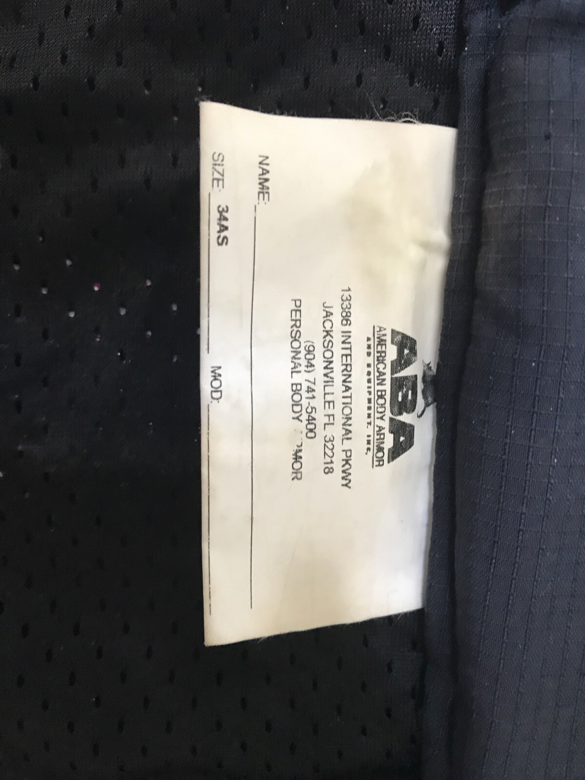 ABA XTREME Body Armor Bullet Proof Vest 34AS / Small eBay