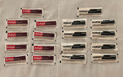 Lot of 18 Arby's & Horsey Sauce 1/2 oz. Packets (B-B-Que and Horseradish)