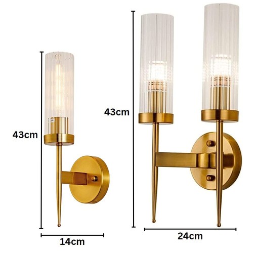 Apliques de Pared de Cristal y Lámpara Base Dorada, Moderno Cristal Llama Lujo Accesorios Luz - Imagen 23 de 30