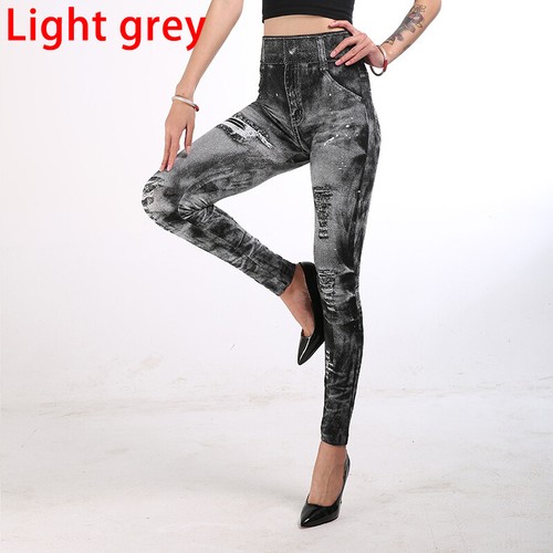 Womens Stretchy Imitation Jeans Leggings Ladies Casual Skinny Trousers Jeggings - Picture 23 of 24