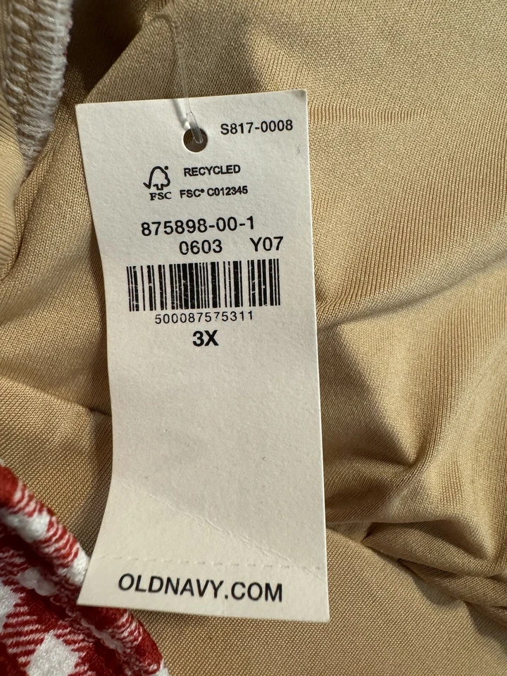 Traje de baño Old Navy almohadillas extraíbles cuello en V corbata ajustable rojo a cuadros nuevo con etiquetas 3X Plus Foto 4 de 4