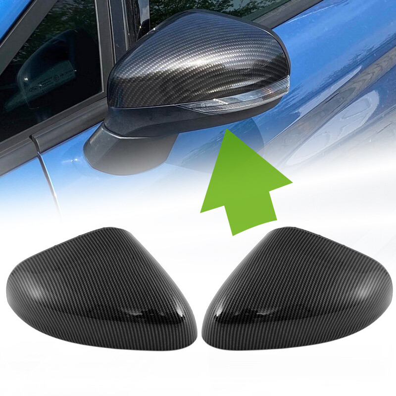 Pair Carbon Fiber Front Wing Door Rearview Mirror Cover Cap Replacement For Fiesta MK7 2008-2017 Left & Right