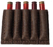 CAPE BUFFALO HIDE LEATHER RIFLE 5 CARTRIDGE AMMO SLIDE 300/243/270 BRN