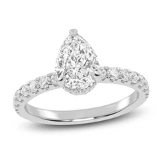 Pear & Round Cut 1.10CT Lab-Grown Diamond & 950 Platinum Premium Solitaire Ring