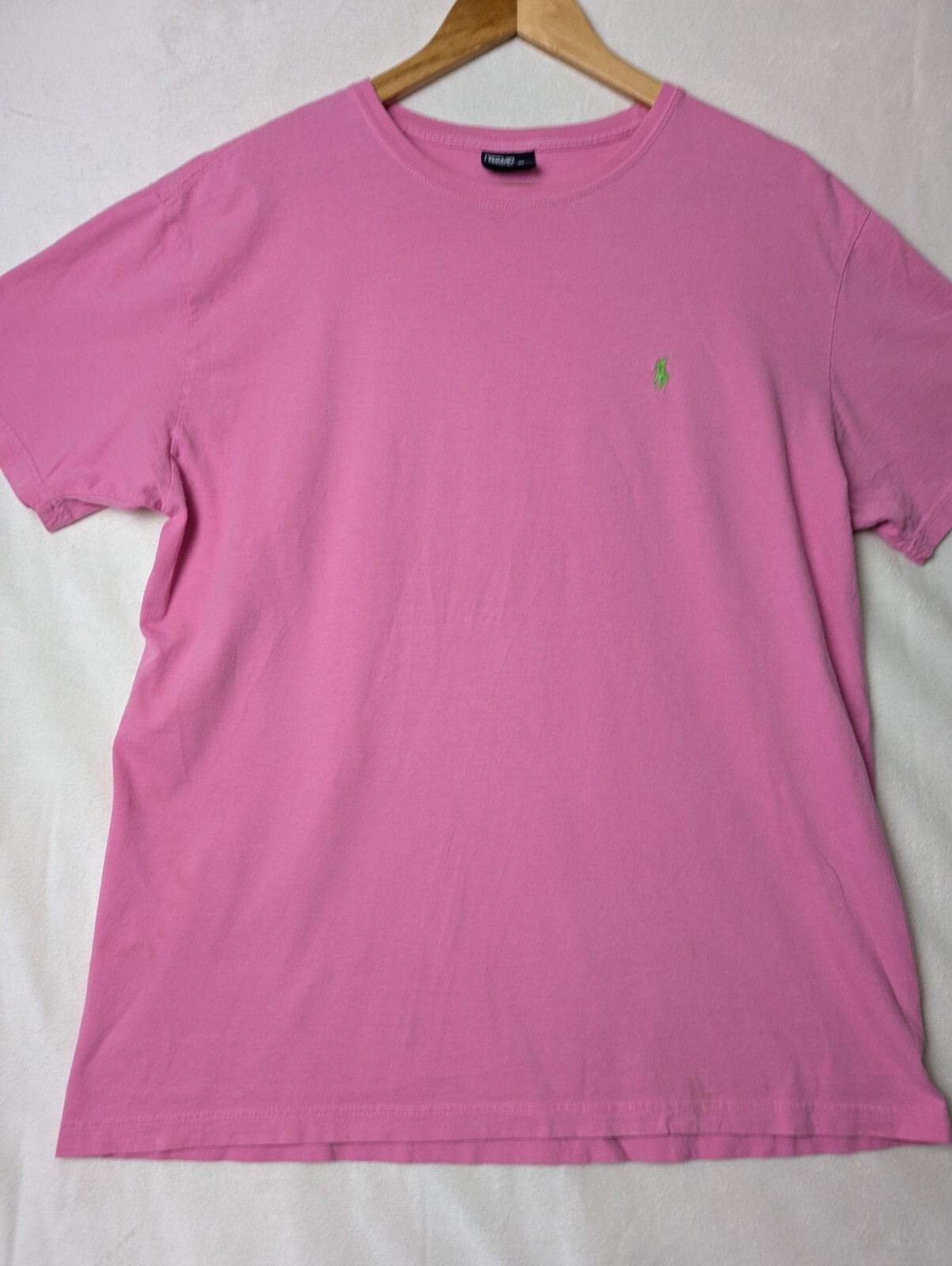 Polo vintage di Ralph Lauren rosa t shirt verde pony uomo media