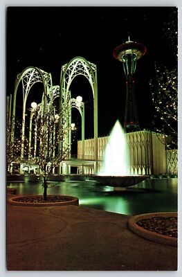 Seattle 1962 Worlds Fair Cen 21 Expo~Federal Science Pavilion At Night ~Vtg PC