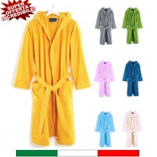 Accappatoio Spugna Uomo Donna 100% Cotone Con Tasche Cappuccio M L XL XXL