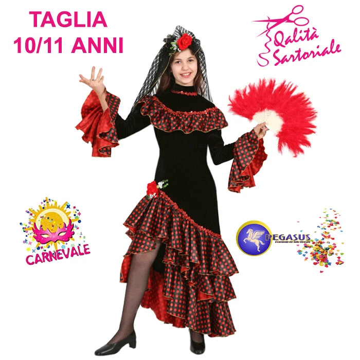 COSTUME VESTITO DI CARNEVALE BAMBINA SPAGNOLA 10/11 ANNI PEGASUS 1533