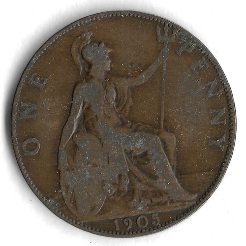 1905 UK Great Britain 1 Penny World Coin - KM# 794