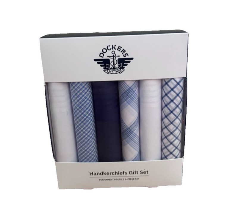Dockers Men's Handkerchief Set 6 Pack Blue & White Patterns