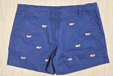 Vineyard Vines Girls 12 Shorts Blue Pink Embroidered Whales Chino Logo Preppy