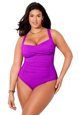 Swimsuits for All Women's Ruched Twist Front One Piece Swimsuit Plus Sizes