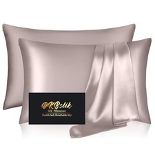 Silk Pillowcase 2 Pack,Silk Pillow Cases Queen Queen - 20 30 Inch Taupe-2pcs