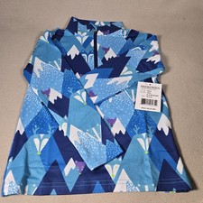 OBERMEYER Pullover 1/4 Zip Base Layer Top YOUTH XS 4-5 Blue Mtn SPF Wicking