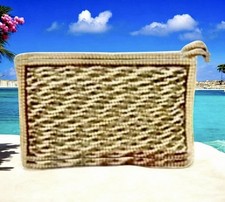 Vintage Clutch Purse Handbag Beaded Faux Pearls Made In Japan by Hand Top Zip