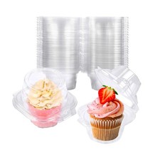 50 Pack Individual Cupcake Containers Plastic Cupcake Boxes Cupcake Holders Stac