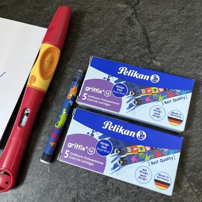 Pelikan Griffix Füller rot mit 11 Tintenpatronen Blau