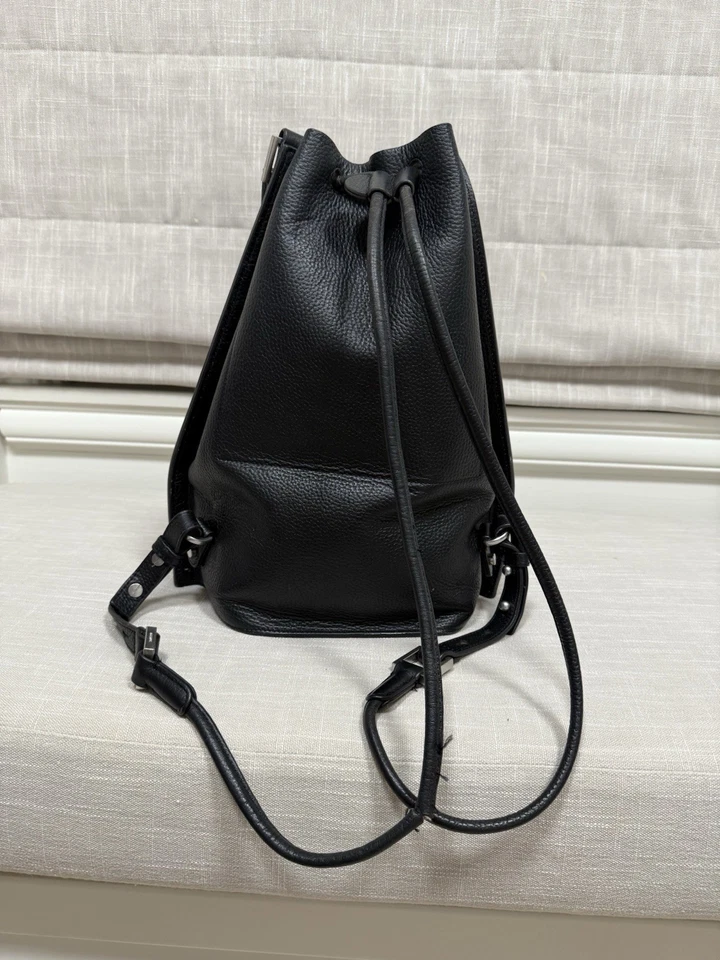 ALLSAINTS Alpha Black Leather Convertible Backpack/ Shoulder Bag Purse Black - Image 4 of 4