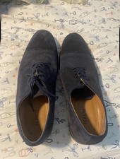 Alfani Men's Blue Faux Suede Cap Toe Oxford Dress Shoes Lace Up US 10.5