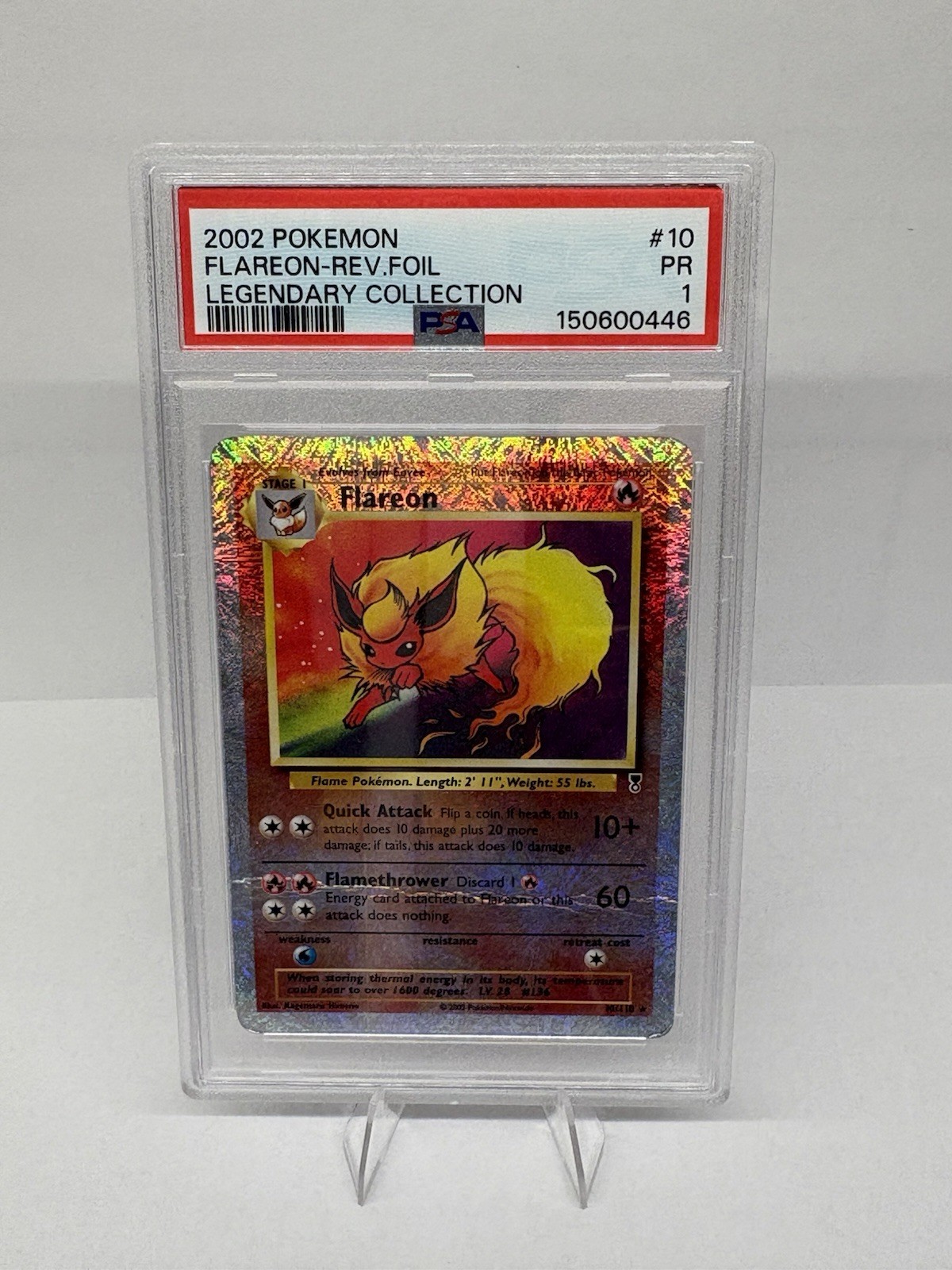 2002 Pokemon Legendary Collection Flareon Reverse Holo #10/110 PSA 1