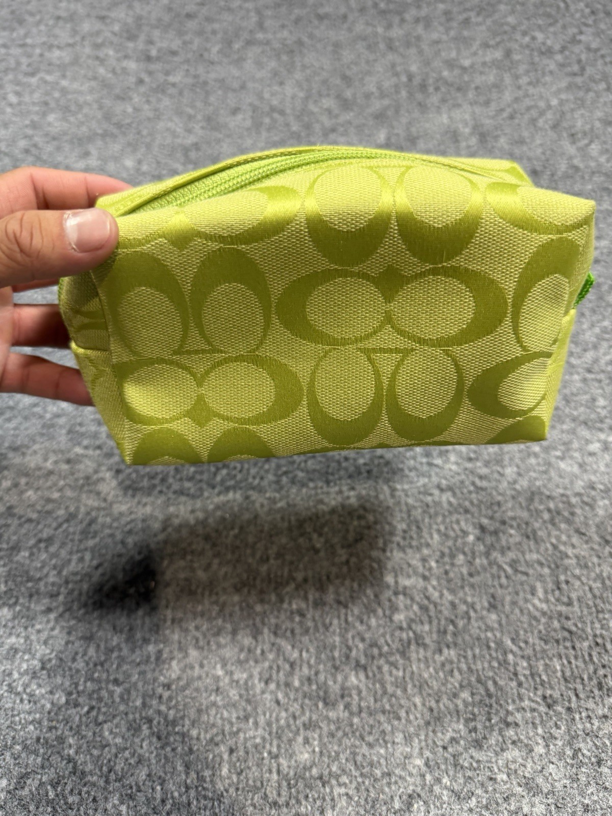 Vintage Coach Y2K Lime Green Signature Small Travel Pouch Bag