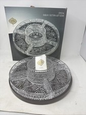SHANNON GODINGER Dublin Crystal 5 Section Lazy Susan - New Open Box