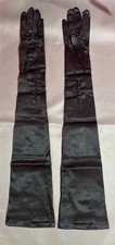 Vintage Black Stretch Satin 23 Opera Mousquetaire Evening Gloves WesternGermany
