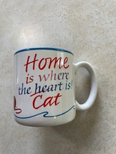 Vintage, Home is Where The Cat is  Mug,  White,Kitten, Knitting, Potpourri Press