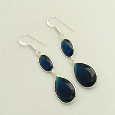 Pendientes colgantes de piedras preciosas de tanzanita hechos a mano joyas para mujer 2" AE-62649