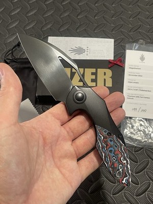 Kizer Knives - Megatherium - Carbon Fiber & Titanium Scales w/ a CPM 20CV Blade.