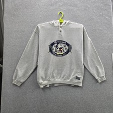 VINTAGE Disneyland Men Hoodie L Gray Embroidered Graphic Mickey Mouse