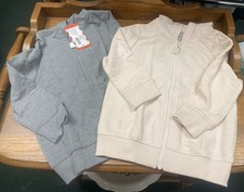 2T Set Of 2 Cat  Jack Zip Up Hoodie Sweatshirt NEW Gray Beige