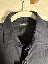 Image of Replay Slim Fit Navy Shirt Men's Size S New With Tags