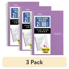 3 Pack Spiral Notebook, 2 Subject, College Ruled, 6 x 9.5, Amethyst Purple