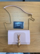 YSL Saint Laurent Kate Wallet On Chain Bag Pale Pink Leather Gold Hardware
