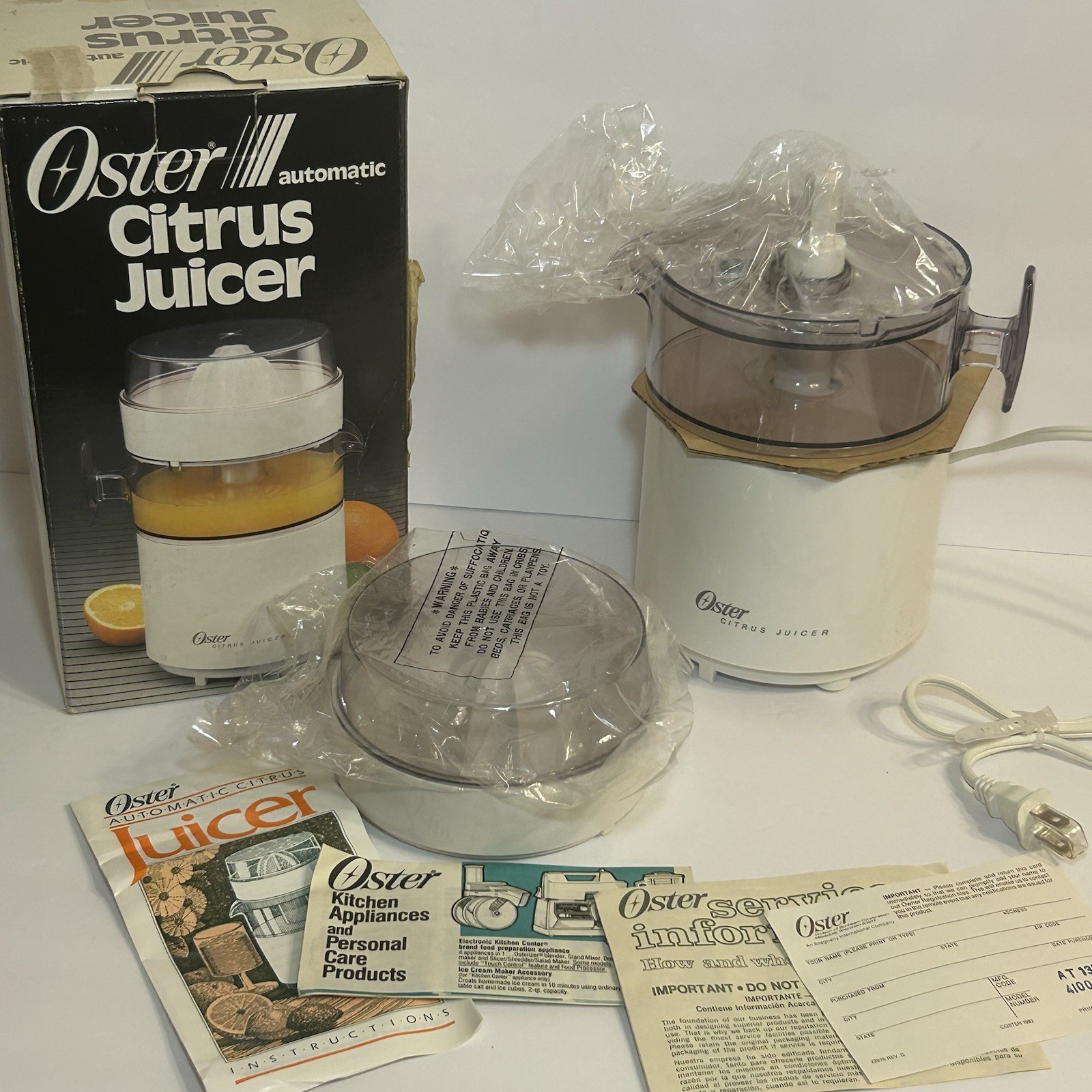 Vintage Oster Automatic Electric Citrus Juicer 20-oz Model 4100-08