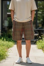 Columbia Omni Shade Men s Cargo Shorts Brown Red Stripe Size 32 10 L