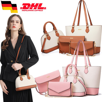 4er Shopper Handtaschen Geldbörse Mode Damentaschen Set, Geschenke für Frauen