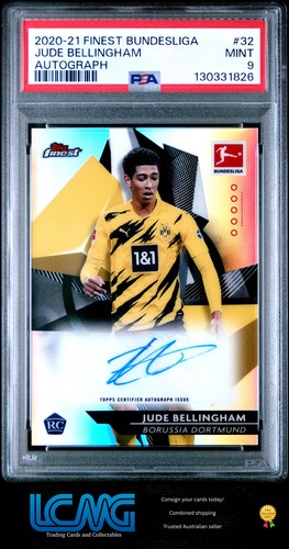2020 Topps Finest Bundesliga #32 Jude Bellingham Autograph Rookie Card PSA 9 R7N