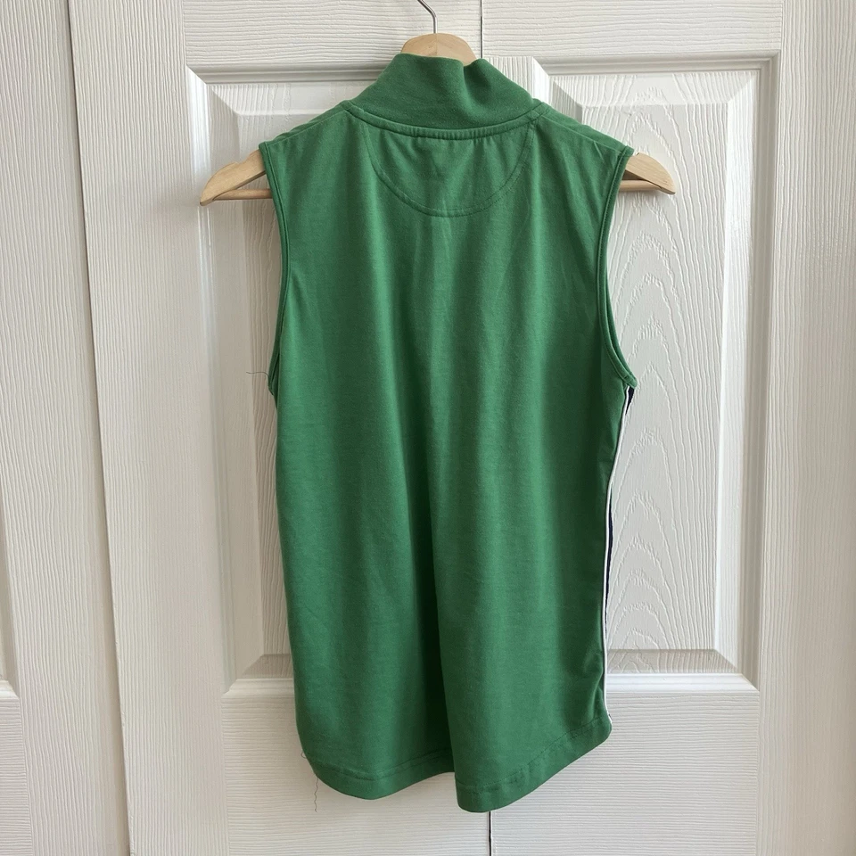 Camiseta sin mangas polo vintage Y2K verde media cremallera para mujer M ropa deportiva retro Foto 2 de 4