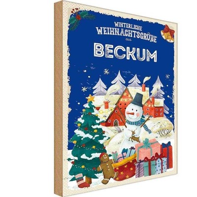 Holzschild 30x20 cm Weihnachtsgrüße aus BECKUM Weihnachten Deko Geschenk Holz Sc